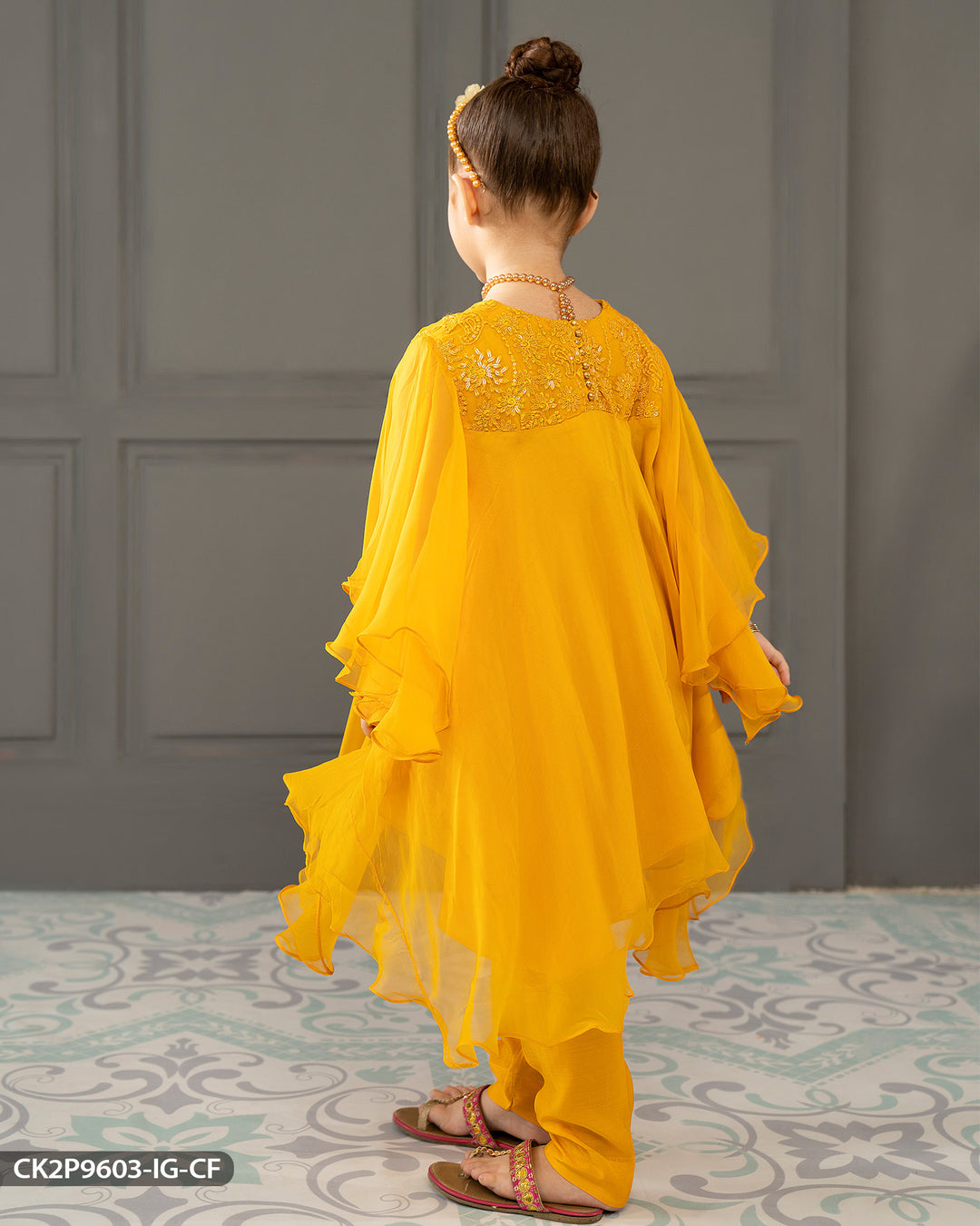 Kids Embroidered Chiffon Frock | 9603-IG-CF