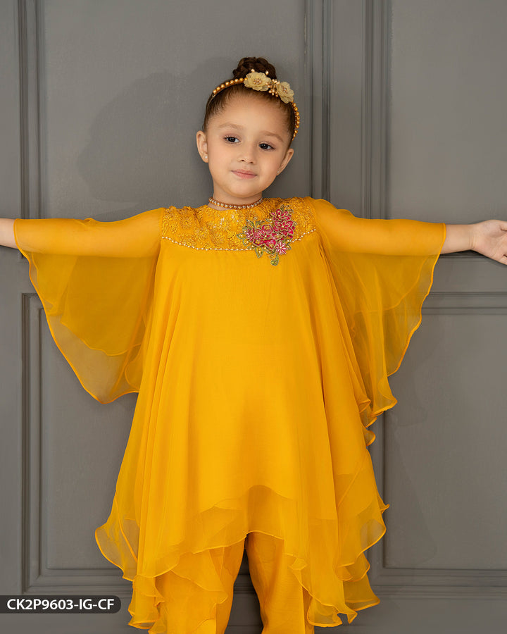 Kids Embroidered Chiffon Frock | 9603-IG-CF