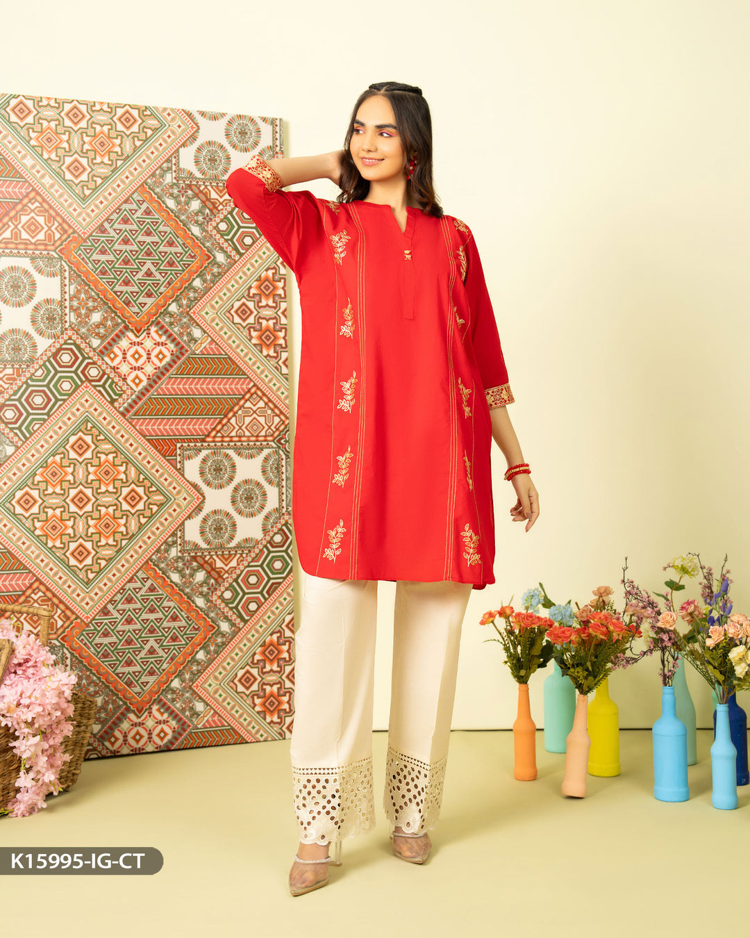 Cotton Embroidered Shirt | 15995-IG-CT