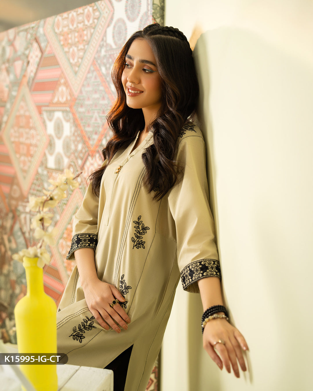 Cotton Embroidered Shirt | 15995-IG-CT