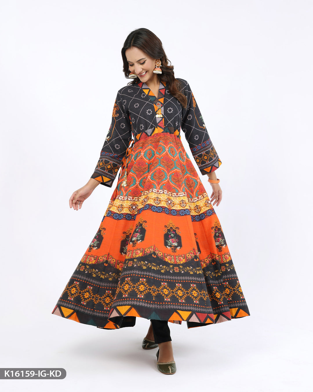 Printed Khaddar Maxi | 16159-IG-KD