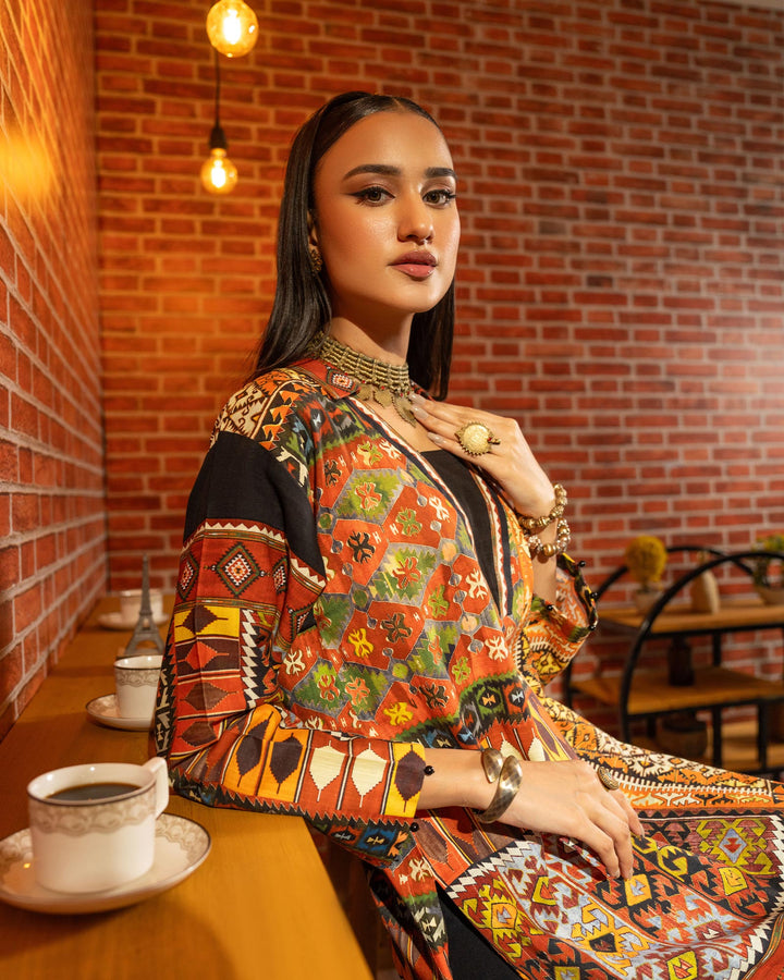 Khaddar Printed Shirt | 16344-IG-KD