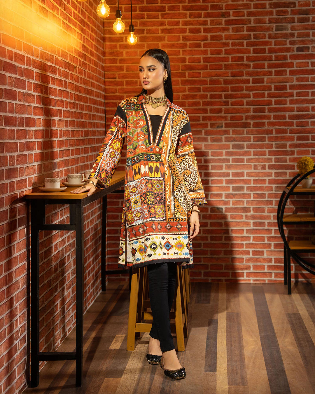 Khaddar Printed Shirt | 16344-IG-KD