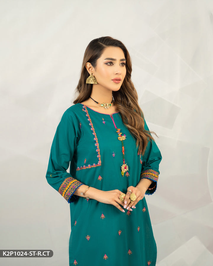 2 Piece Embroidered Suit | 1024-ST-R.CT