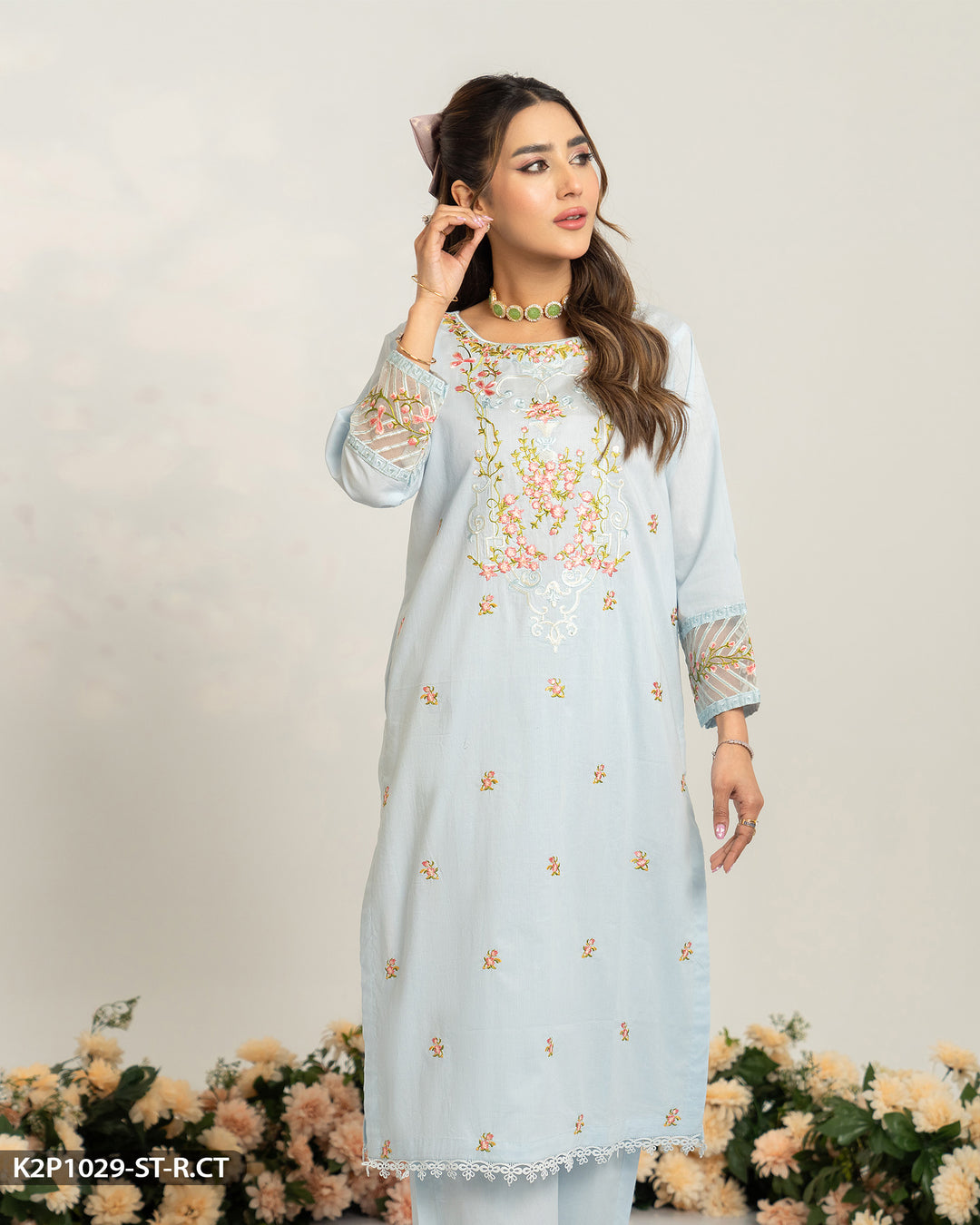 Cotton Embroidered Suit | 1029-ST-R.CT