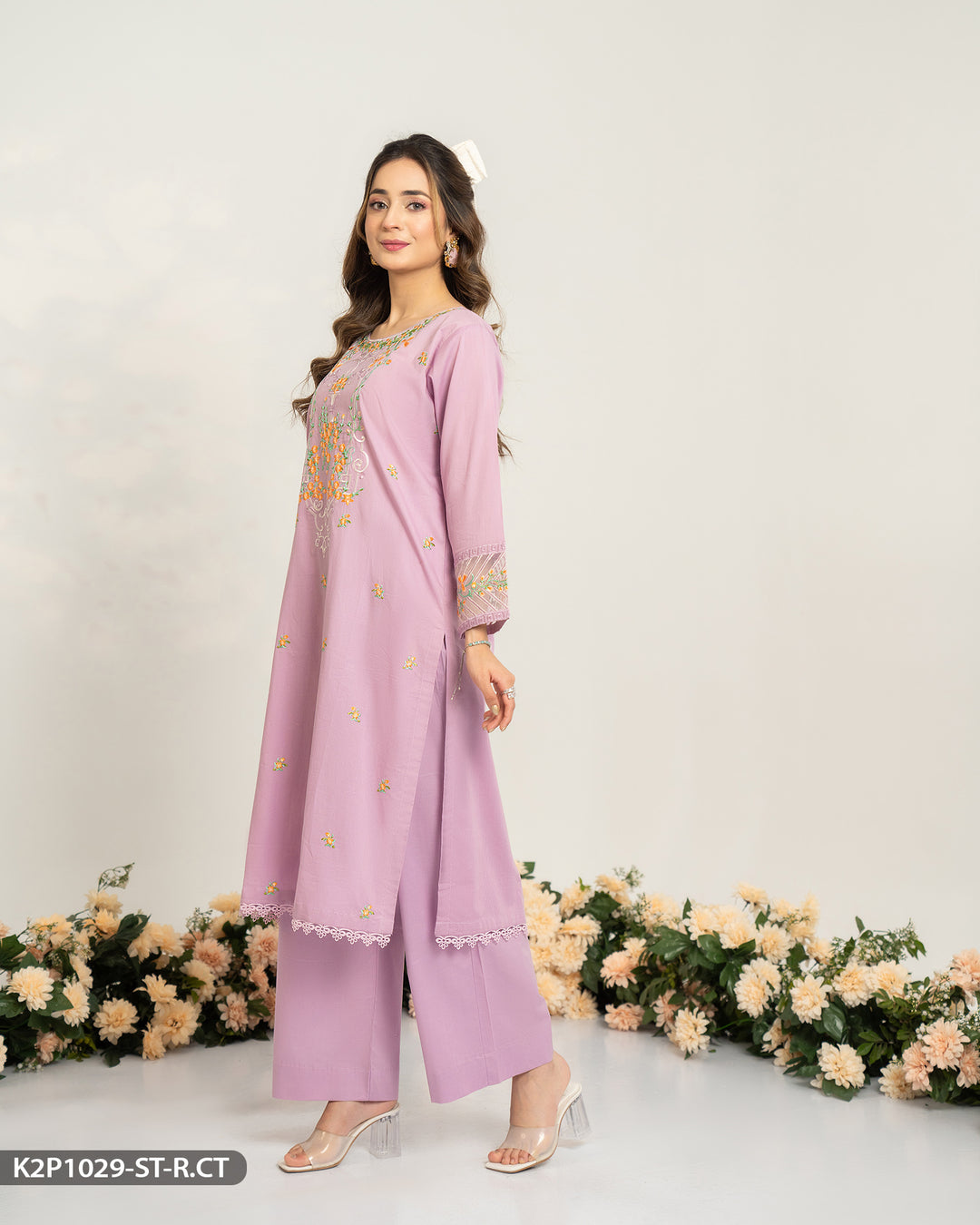 Cotton Embroidered Suit | 1029-ST-R.CT