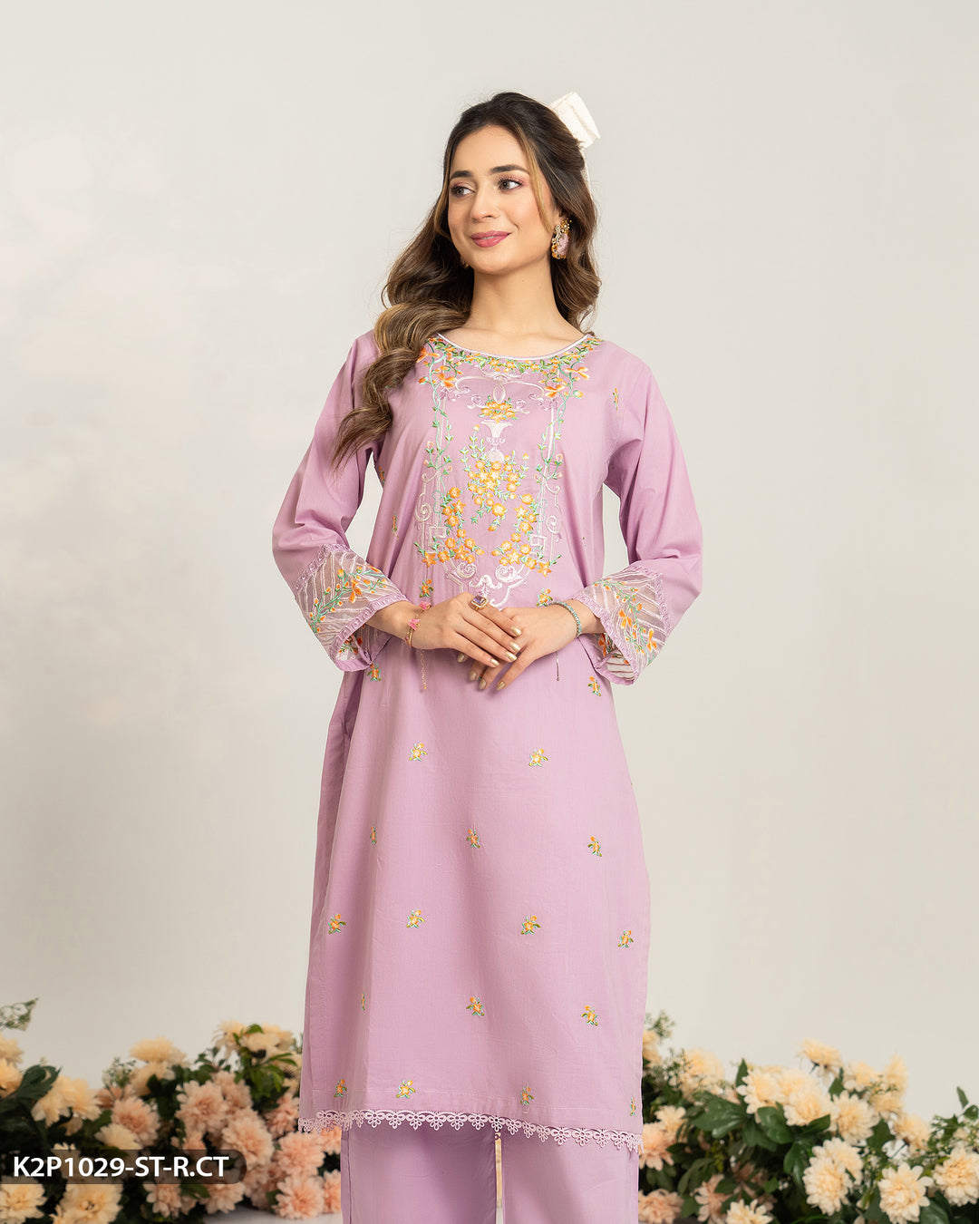 Cotton Embroidered Suit | 1029-ST-R.CT