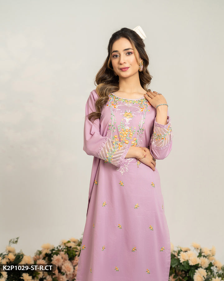 Cotton Embroidered Suit | 1029-ST-R.CT