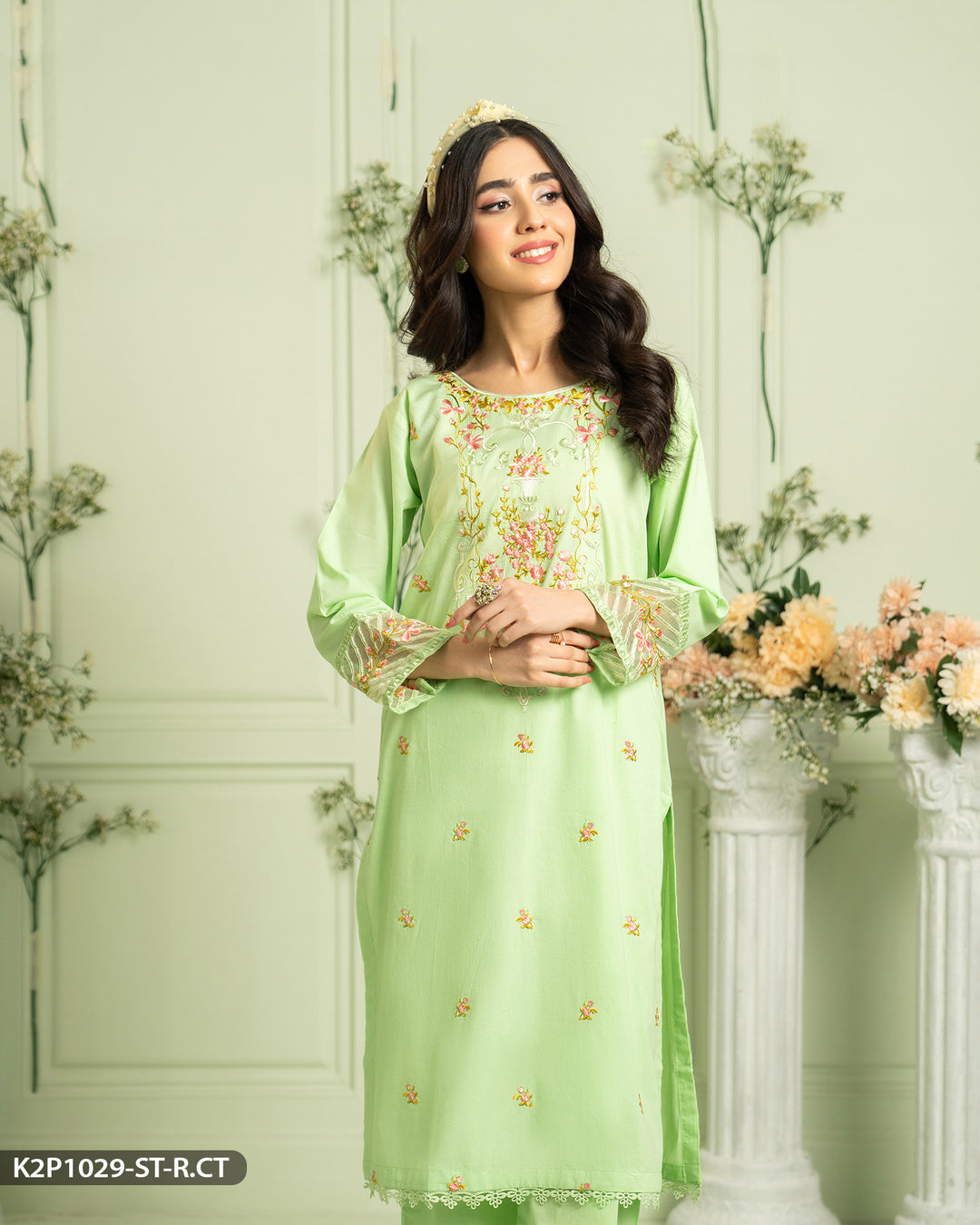 Cotton Embroidered Suit | 1029-ST-R.CT