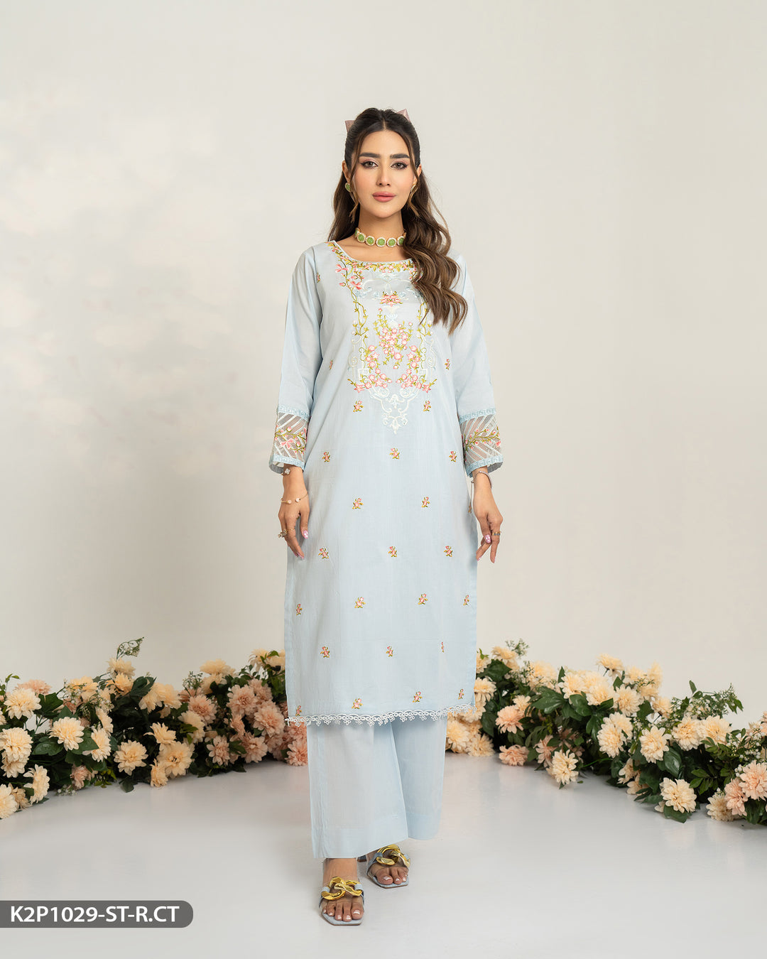 Cotton Embroidered Suit | 1029-ST-R.CT