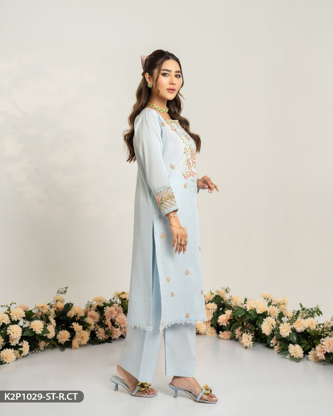 Cotton Embroidered Suit | 1029-ST-R.CT