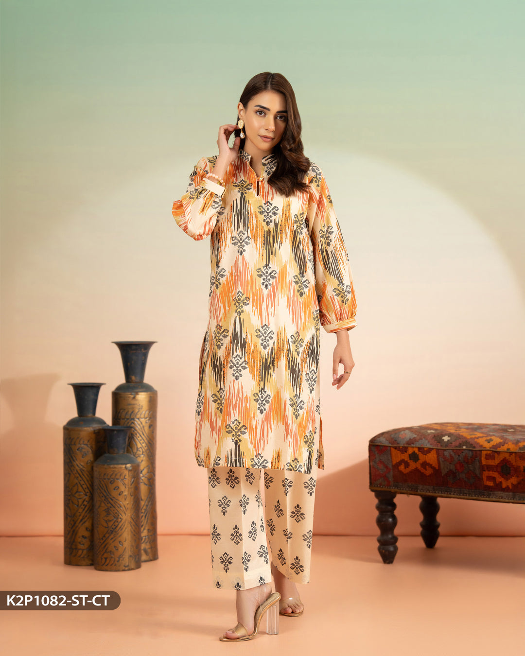 2 Piece Cotton Printed Suit | 1082-ST-CT