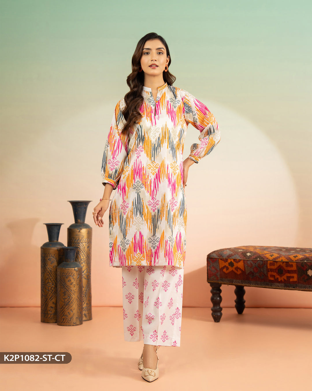 2 Piece Cotton Printed Suit | 1082-ST-CT