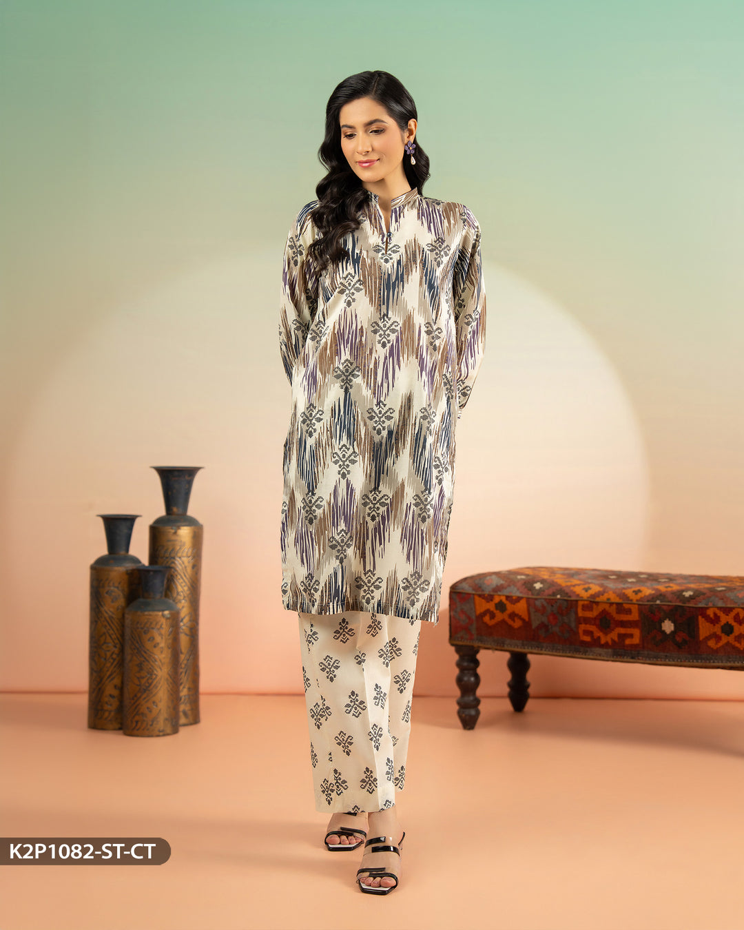 2 Piece Cotton Printed Suit | 1082-ST-CT