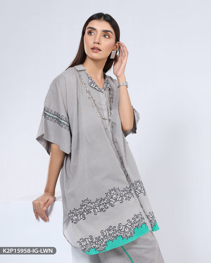 2 Piece Printed Cotton Suit | 15958-IG-CT