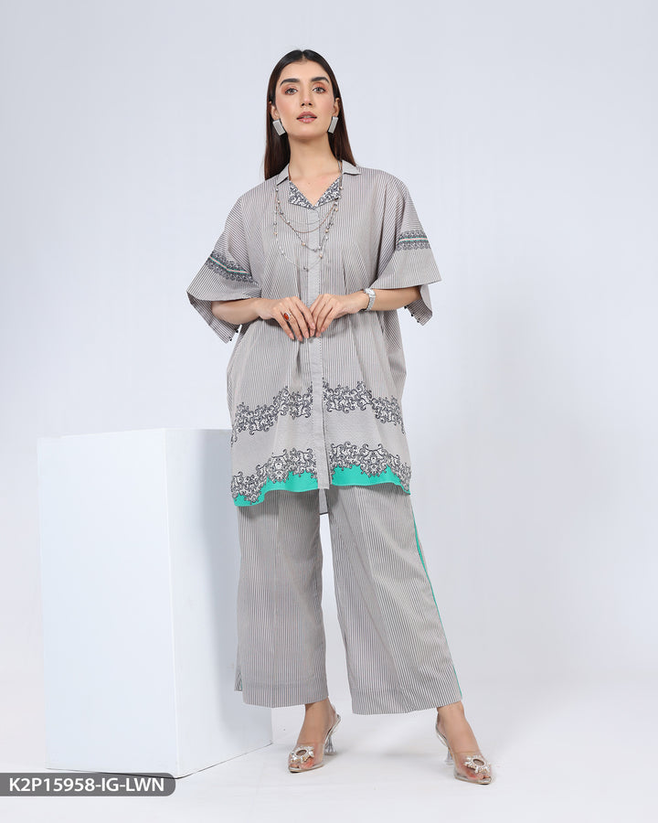 2 Piece Printed Cotton Suit | 15958-IG-CT