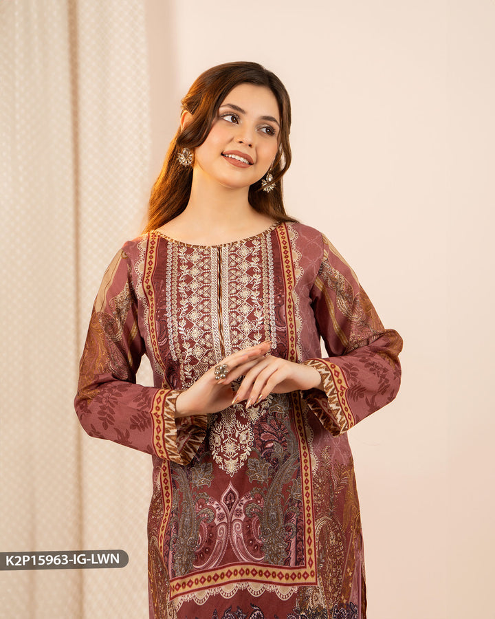 Stitched 2 Piece Embroidered Suit | 15963-IG-LWN