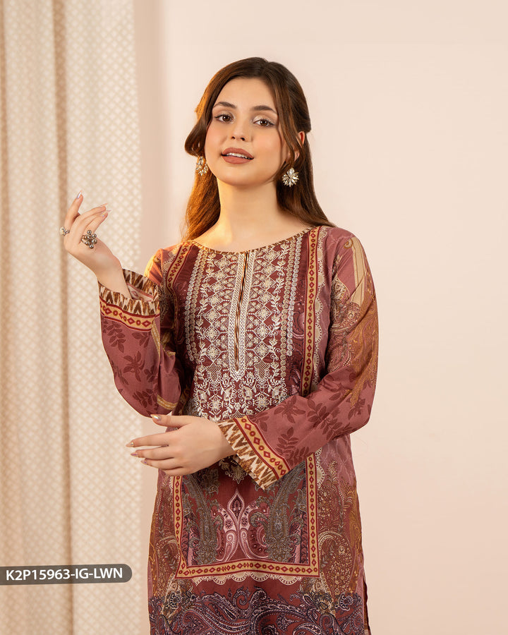 Stitched 2 Piece Embroidered Suit | 15963-IG-LWN