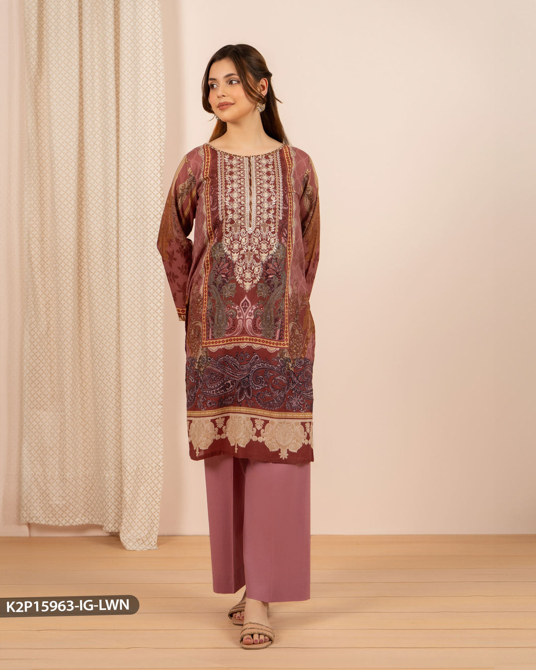 Stitched 2 Piece Embroidered Suit | 15963-IG-LWN