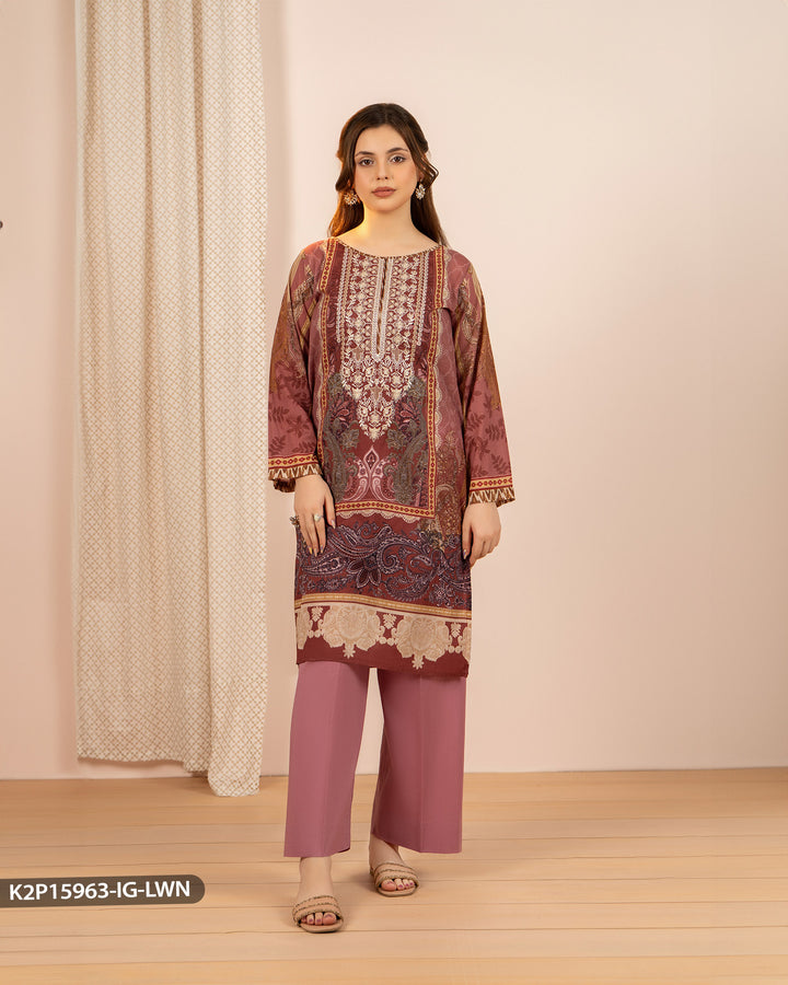 Stitched 2 Piece Embroidered Suit | 15963-IG-LWN