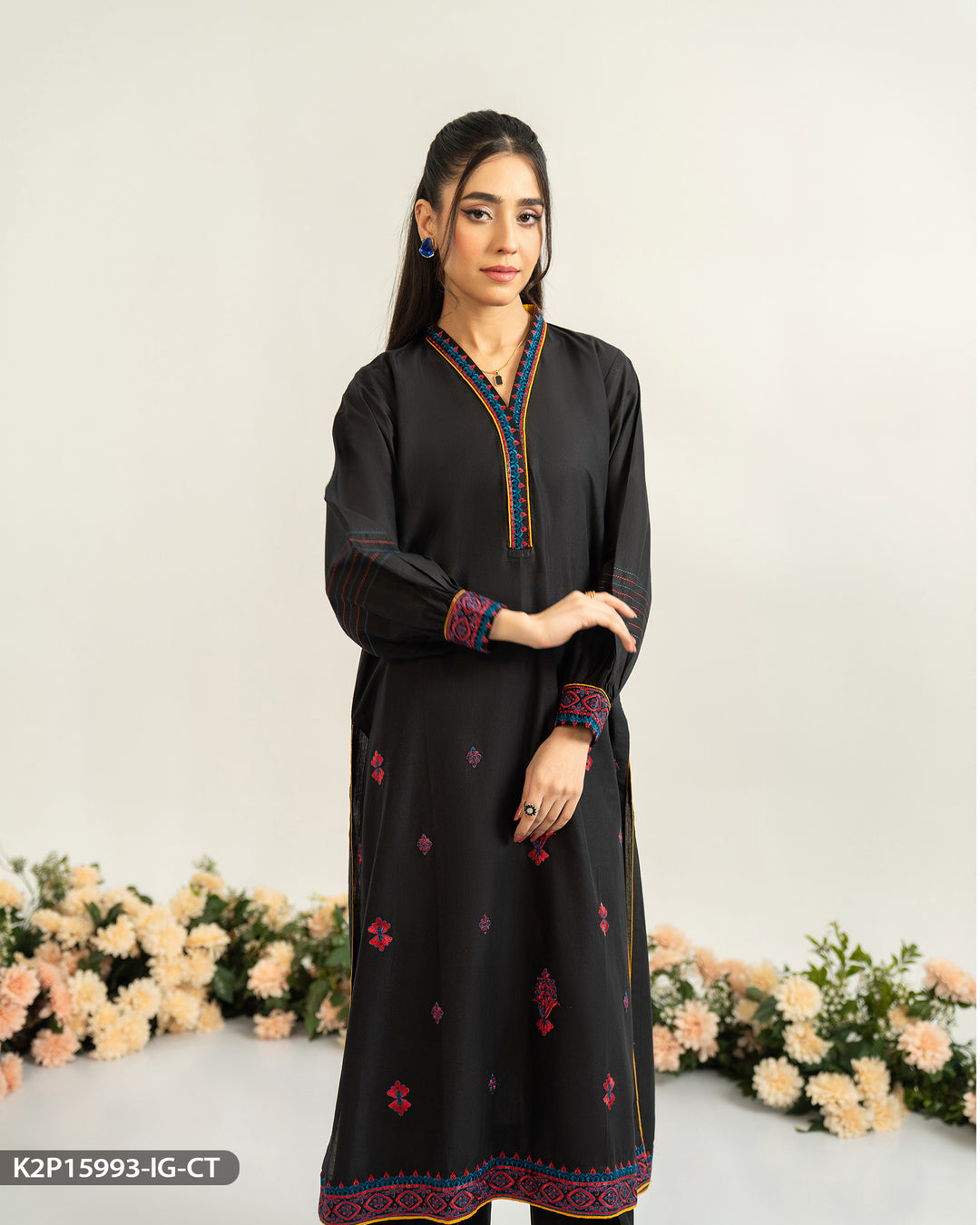 2 Piece Cotton Embroidered Suit | 15993-IG-CT