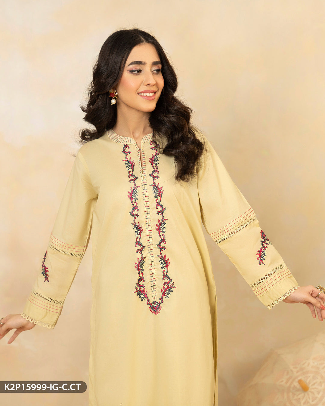 Embroidered Cotton Suit | 15999-IG-C.CT