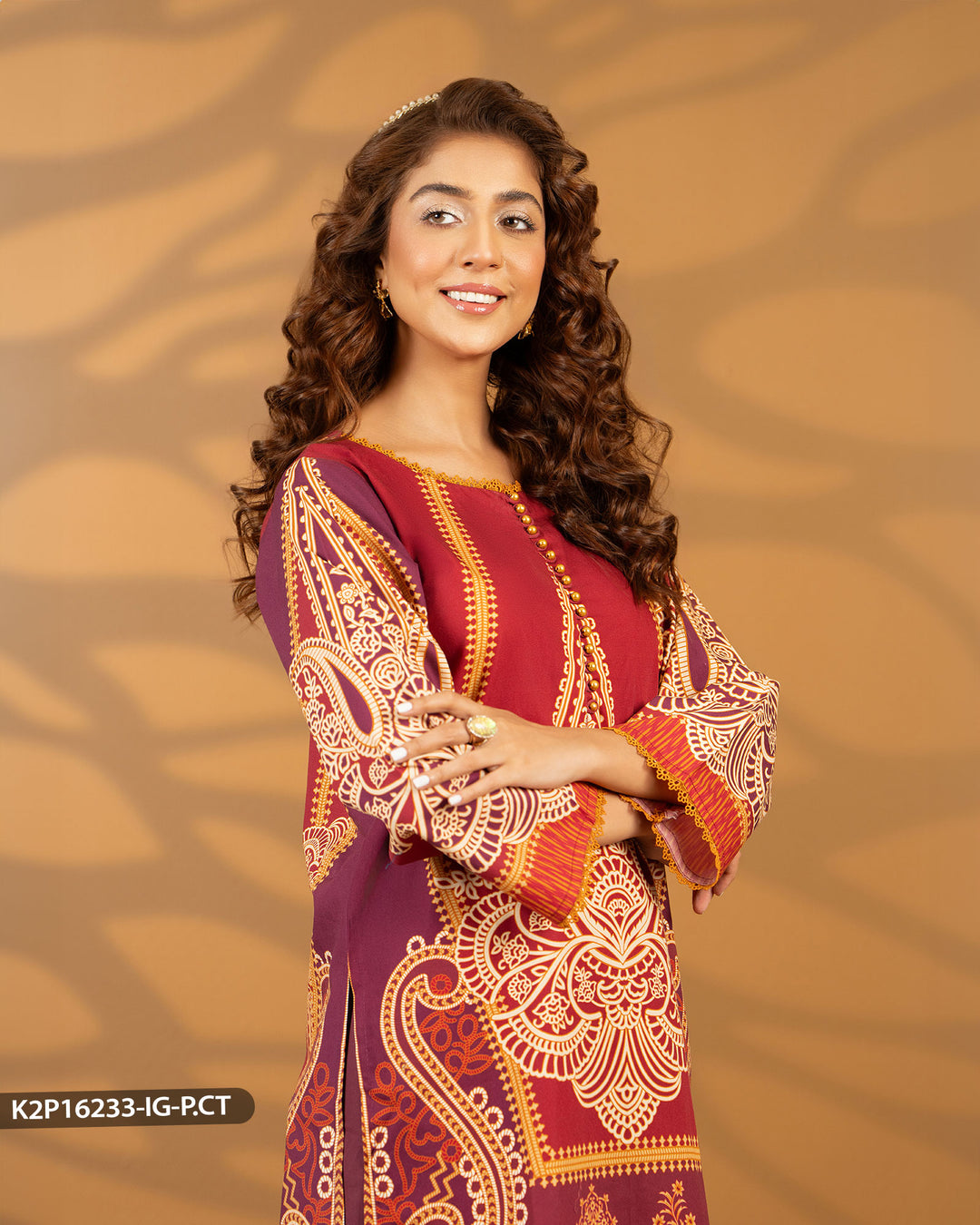 Stitched 2 Piece Printed Suit | 16233-IG-P.CT