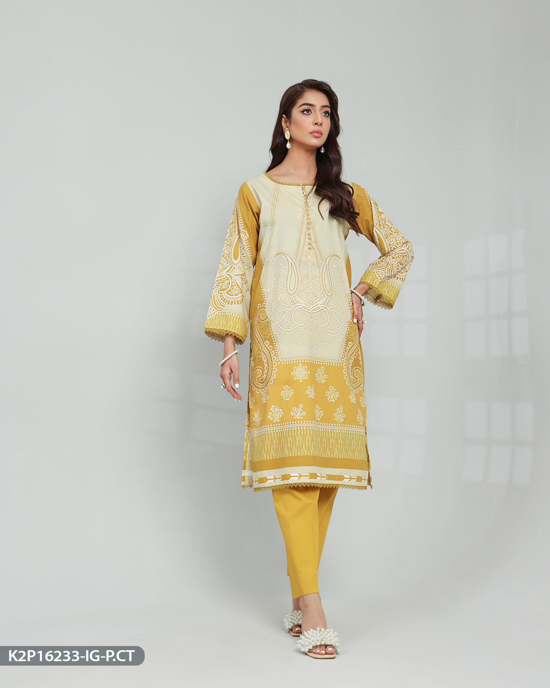 Stitched 2 Piece Printed Suit | 16233-IG-P.CT - Sha Posh Textile