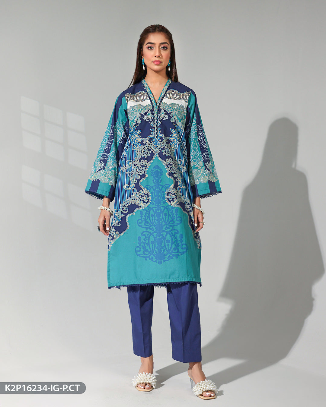 Printed Poplin Cotton Suit | 16234-IG-P.CT