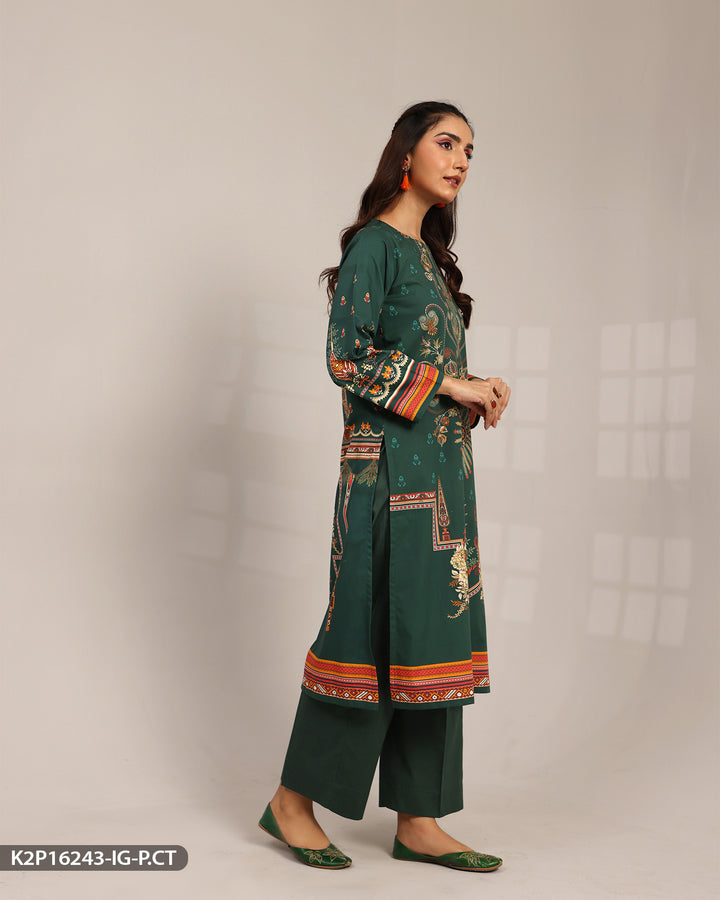 2 Piece Printed Poplin Cotton  Suit | 16243-IG-P.CT