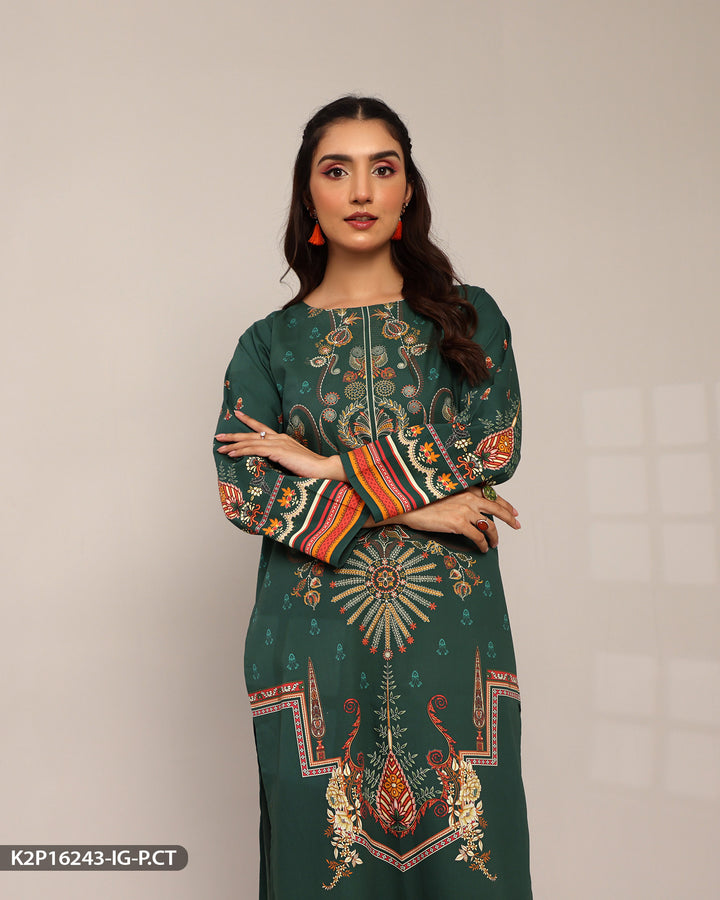 2 Piece Printed Poplin Cotton  Suit | 16243-IG-P.CT