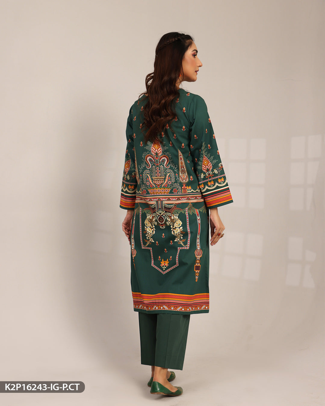 2 Piece Printed Poplin Cotton  Suit | 16243-IG-P.CT