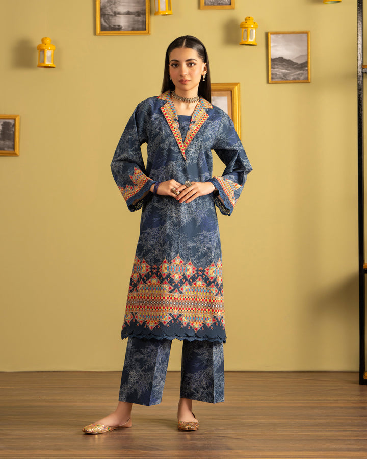 2 Piece - Printed Khaddar Suit Unstitched | UNFF041-KD