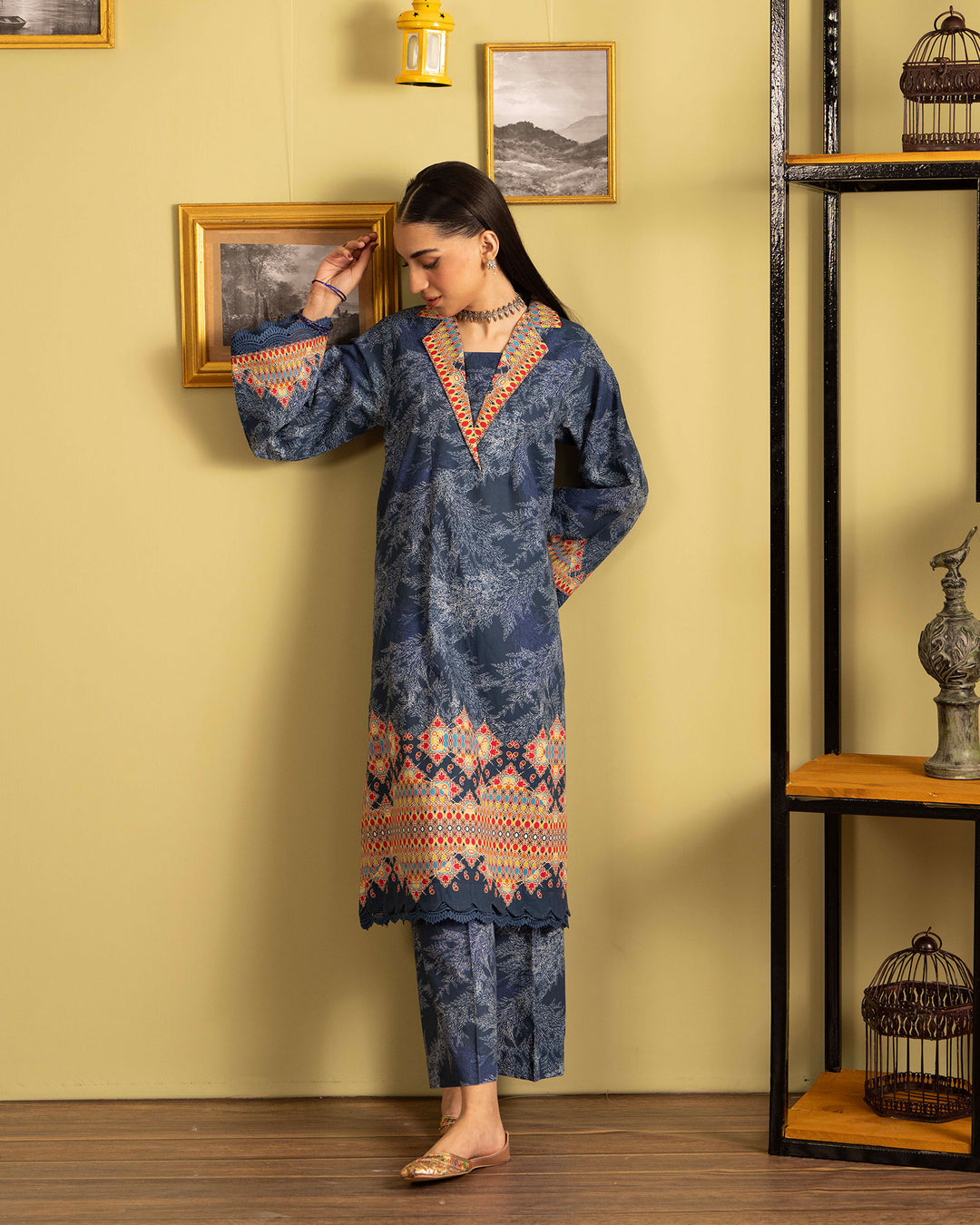 2 Piece - Printed Khaddar Suit Unstitched | UNFF041-KD