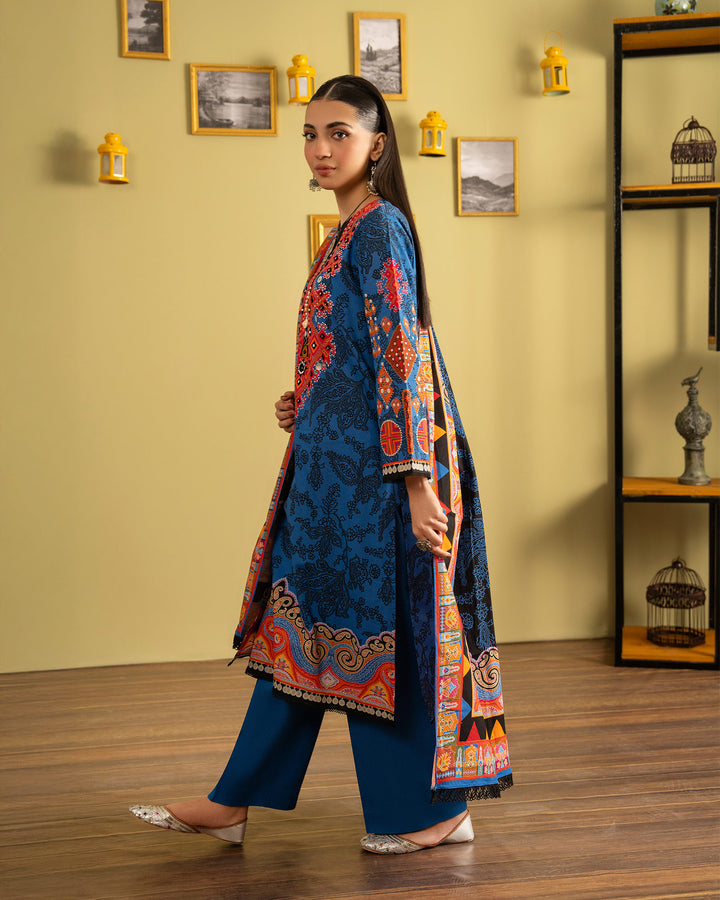 3 Piece - Printed Embroidered Khaddar Suit Unstitched | UNFF035-KD