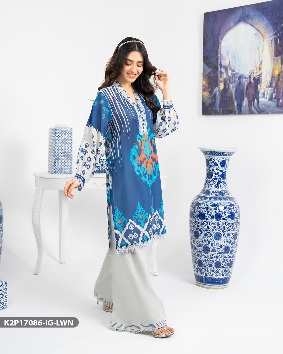 2 Piece Printed Lawn Suit | 17086-IG-LWN