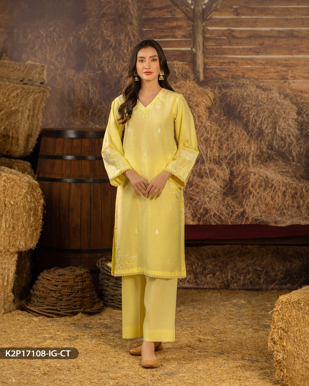 2 Piece Cross Slub Cotton Suit | 17108-IG-S.CT