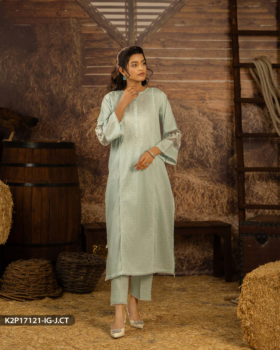 2 Piece Jacquard Cotton Suit | 17121-IG-J.CT