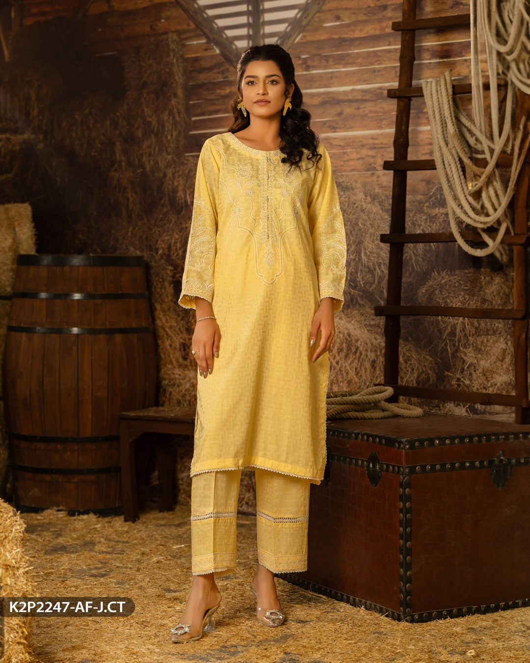 2 Piece Jacquard Cotton Suit | 2247-AF-J.CT