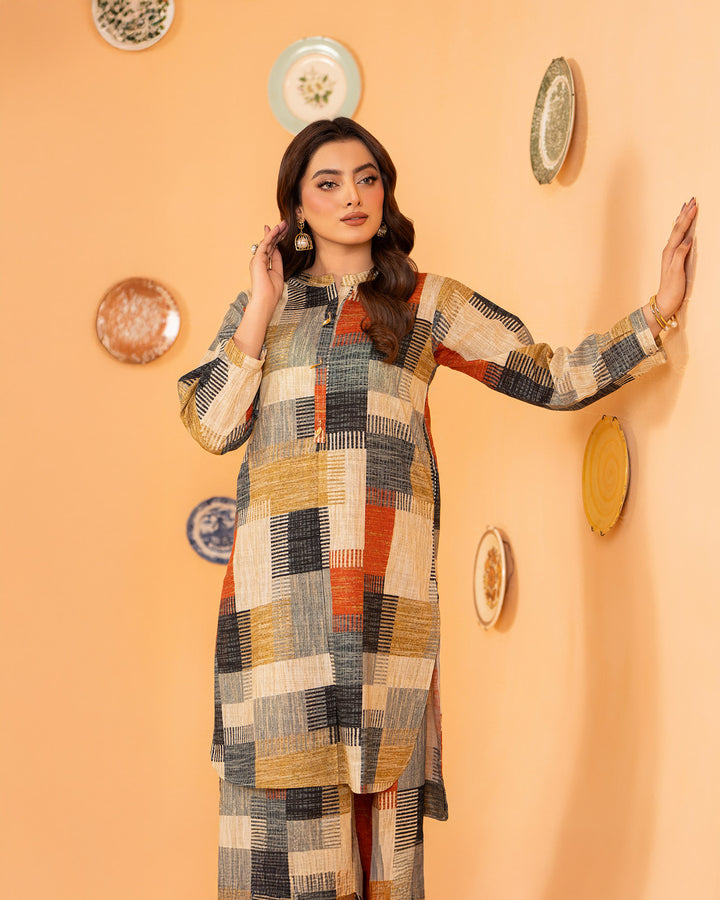 2 Piece Khaddar Suit Stitched | 36062-FU-KD