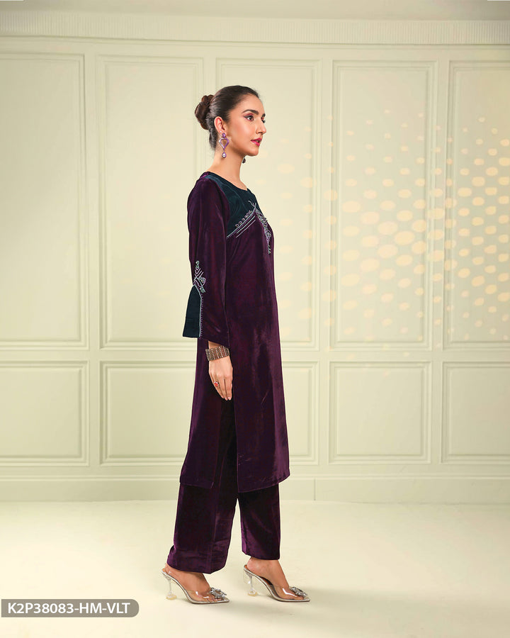 Stitched 2 Piece Velvet Suit | 38083-HM-VLT