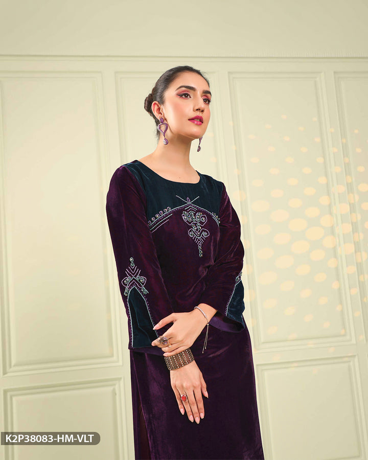 Stitched 2 Piece Velvet Suit | 38083-HM-VLT