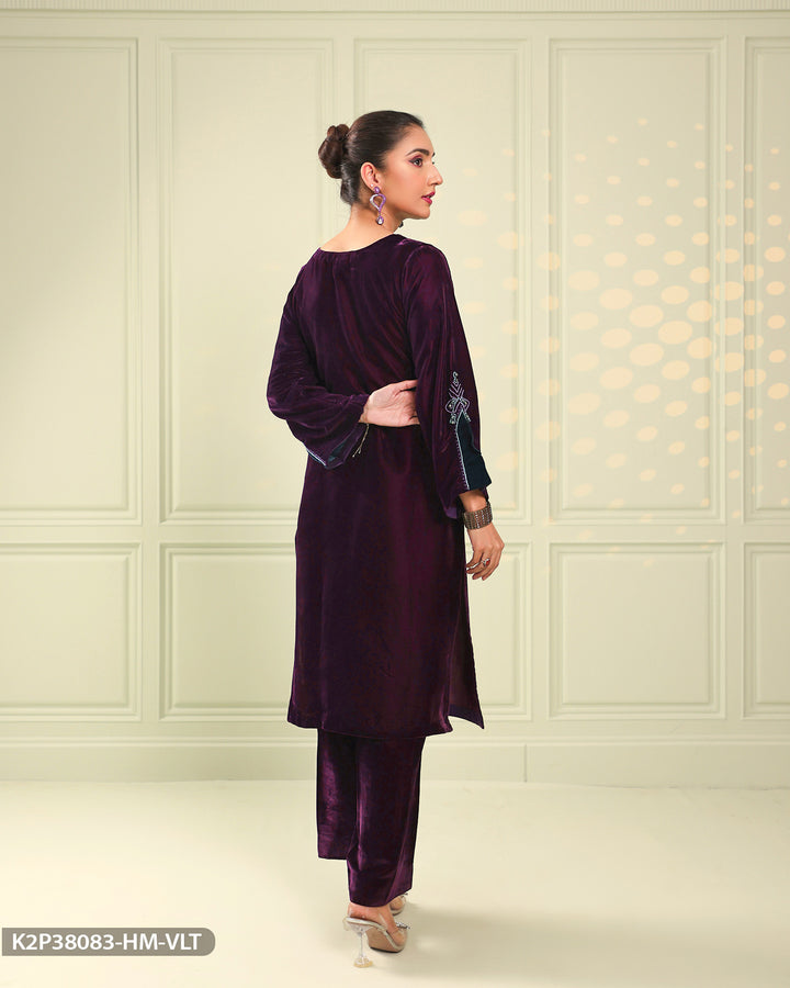 Stitched 2 Piece Velvet Suit | 38083-HM-VLT