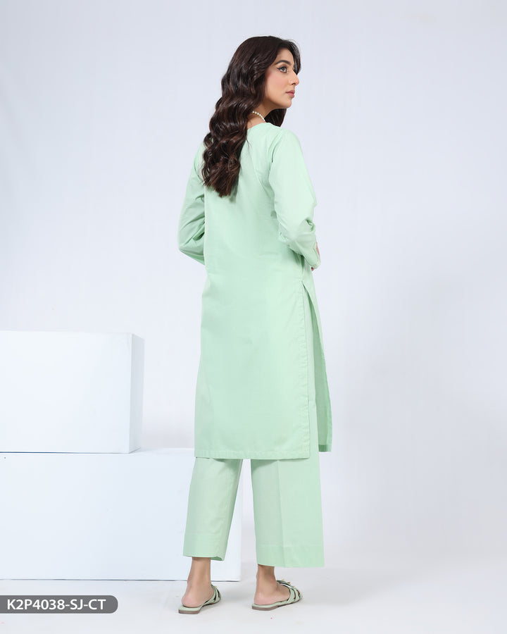 2 Piece Embroidered Cotton Suit | 4038-SJ-R.CT