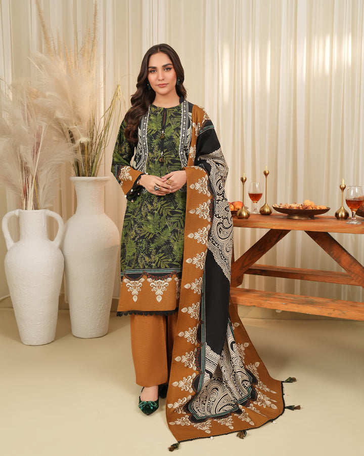 3 Piece - Printed Khaddar Suit Unstitched | UNFF024