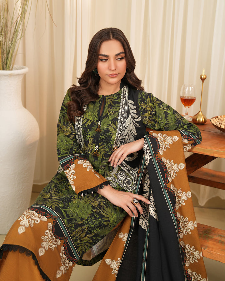 3 Piece - Printed Khaddar Suit Unstitched | UNFF024