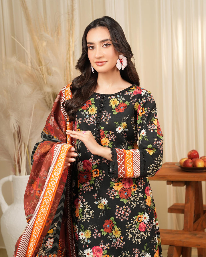 3 Piece - Khaddar Printed Suit Unstitched | UNFF034