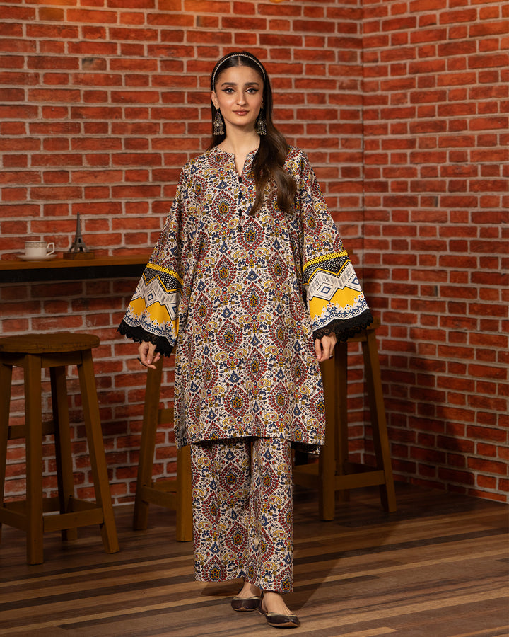 2 Piece - Printed Khaddar Suit Unstitched | UNFF022-KD