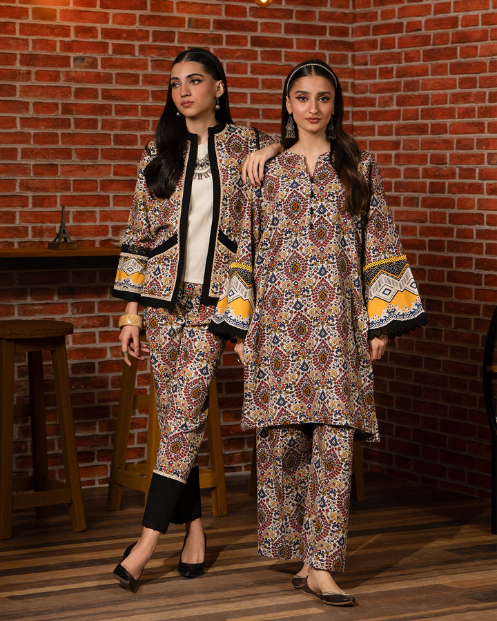 2 Piece - Printed Khaddar Suit Unstitched | UNFF022-KD