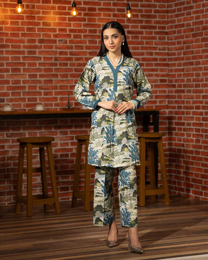 2 Piece - Printed Khaddar Suit Unstitched | UNFF025-KD